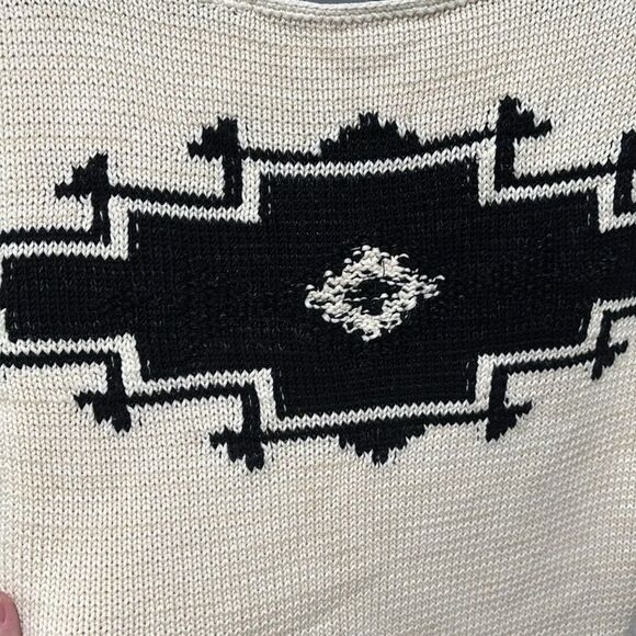 Ralph Lauren Boat Neck Intarsia Knit Sweater Pullover Cream Black Size Small - Picture 3 of 9